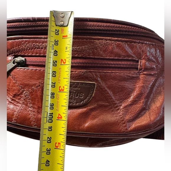 Vintage 90s Korus Men's Brown Leather Waist Bag Hip Fanny Pack MINTY - Picture 6 of 8